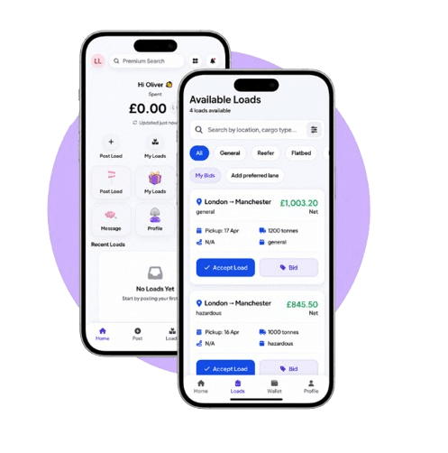 Alpha Freight app hero screen